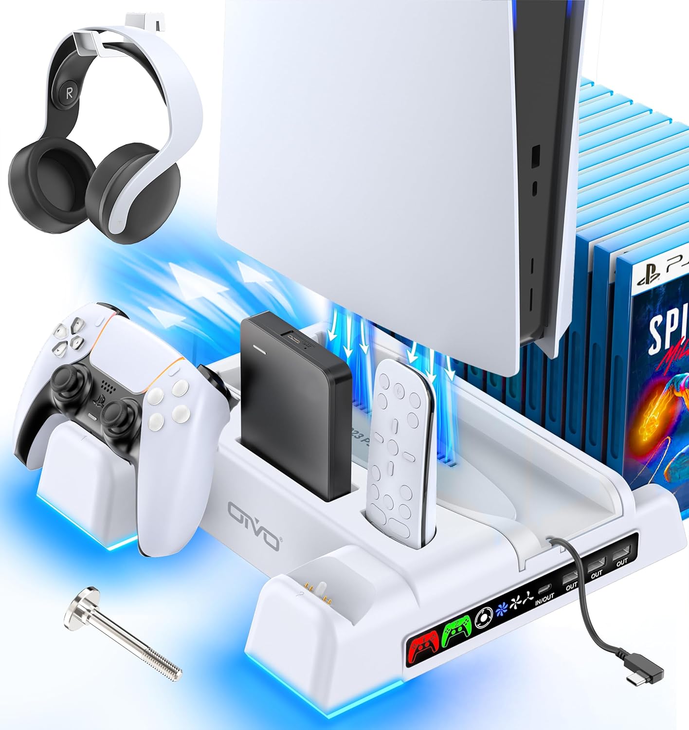 OIVO PS5 Cooling Stand with LED Charger