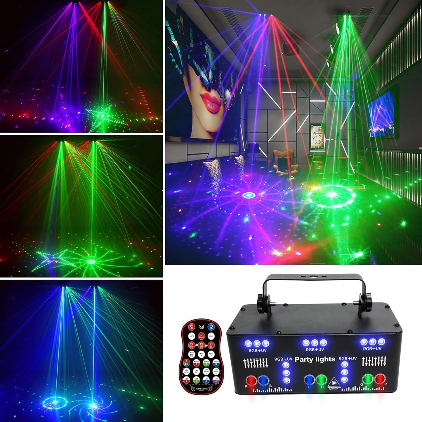 Professional DJ Lights for Party with RGB UV Strobe Effects
