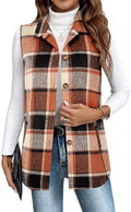 Zeagoo Plaid Vest for Women - Casual Sleeveless Flannel Jacket