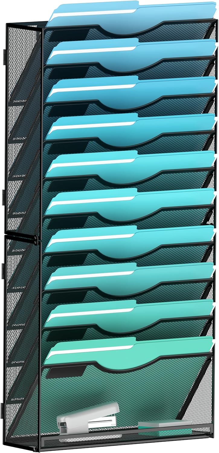 11-Tier Wall File Organizer for Office and Home Organization