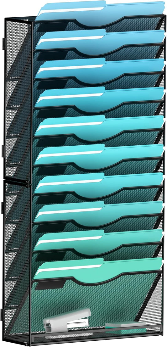 11-Tier Wall File Organizer for Office and Home Organization