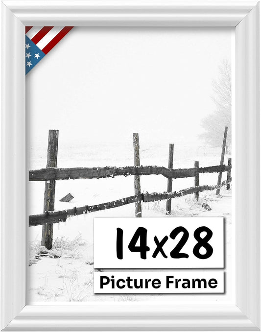 White 14x28 Picture Frame with UV-Blocking Plexiglass for Art