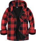Men's Flannel Plaid Jacket for Men - Sherpa Lined Fleece Hoodie