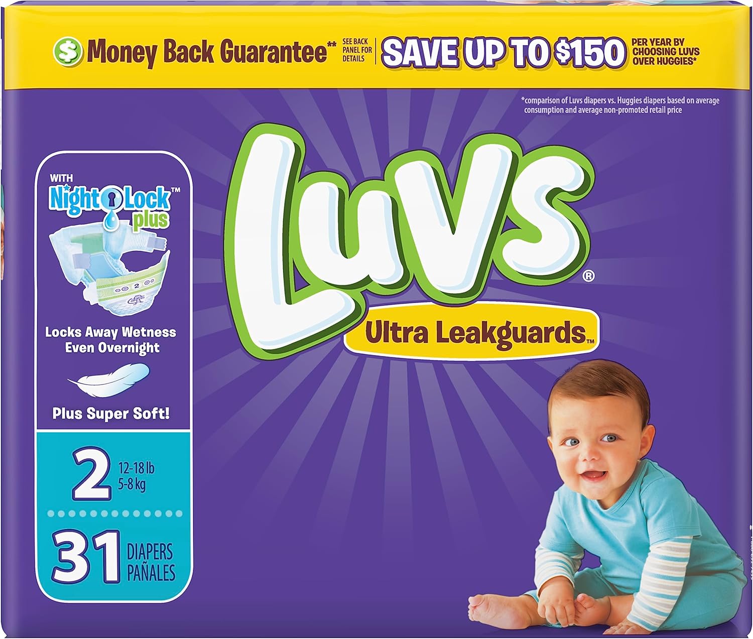 Ultra Absorbent Luvs Diapers Size 2 - 31 Pack