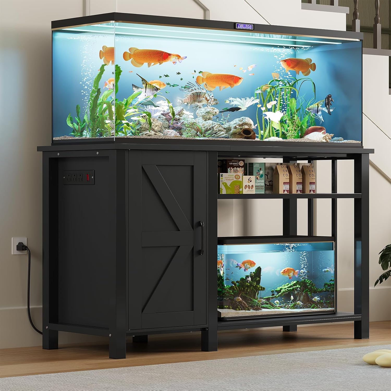 55-75 Gallon Fish Tank Stand with Power Outlet & Storage