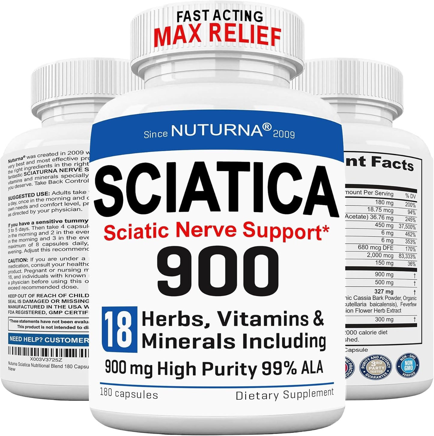 Sciatica Supplement with 900 mg Alpha Lipoic Acid for Relief