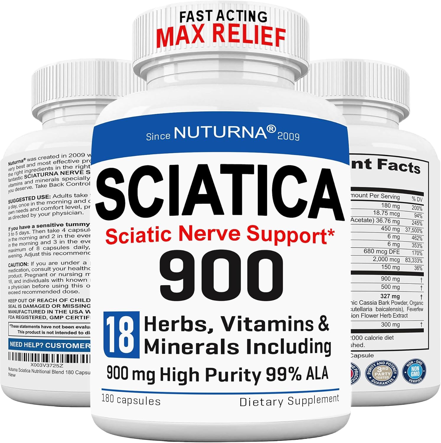 Sciatica Supplement with 900 mg Alpha Lipoic Acid for Relief