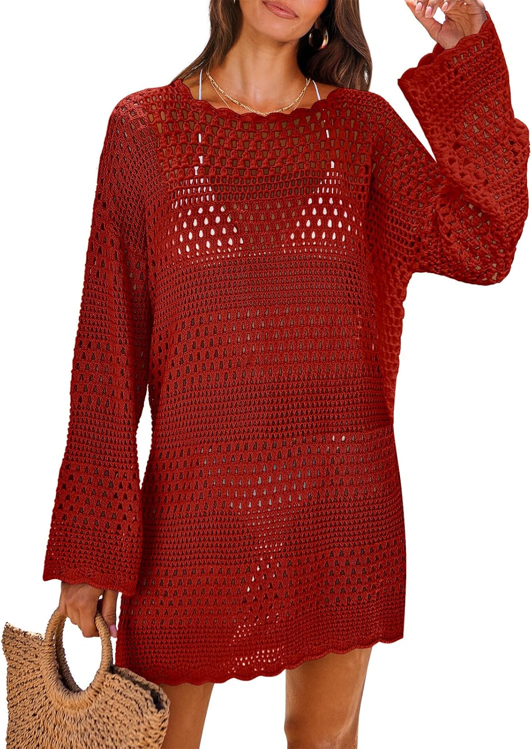 ANRABESS Women Swimsuit Crochet Swim Cover Up for Summer Fun