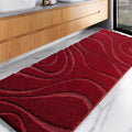 Bathroom Rug Runner 24 x 72 in Burgundy Red - Plush Non-Slip Bath Mat