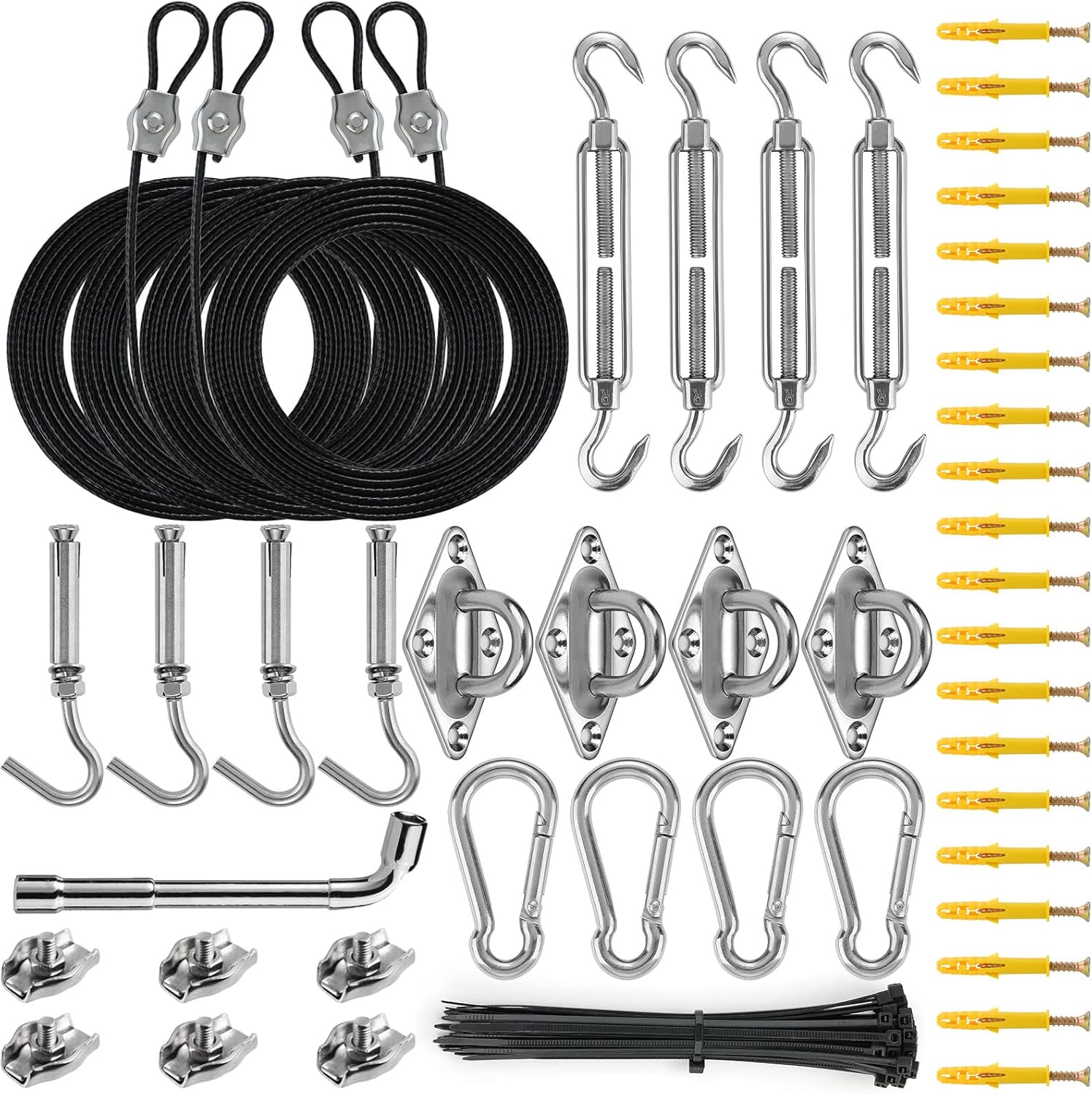 Sun Shade Sail Hardware Kit for Triangle and Rectangle Canopies