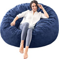Bean Bag Chairs for Adults - Memory Foam 5 ft Navy Round Chair