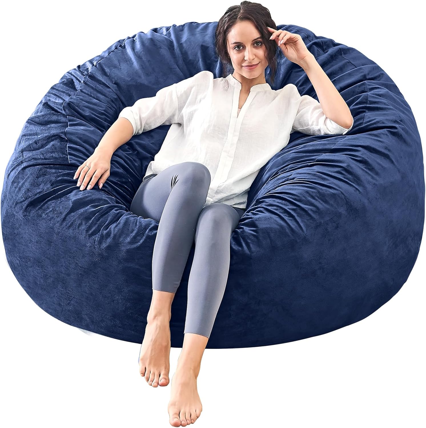 Bean Bag Chairs for Adults - Soft Micro Fiber 5 ft Navy