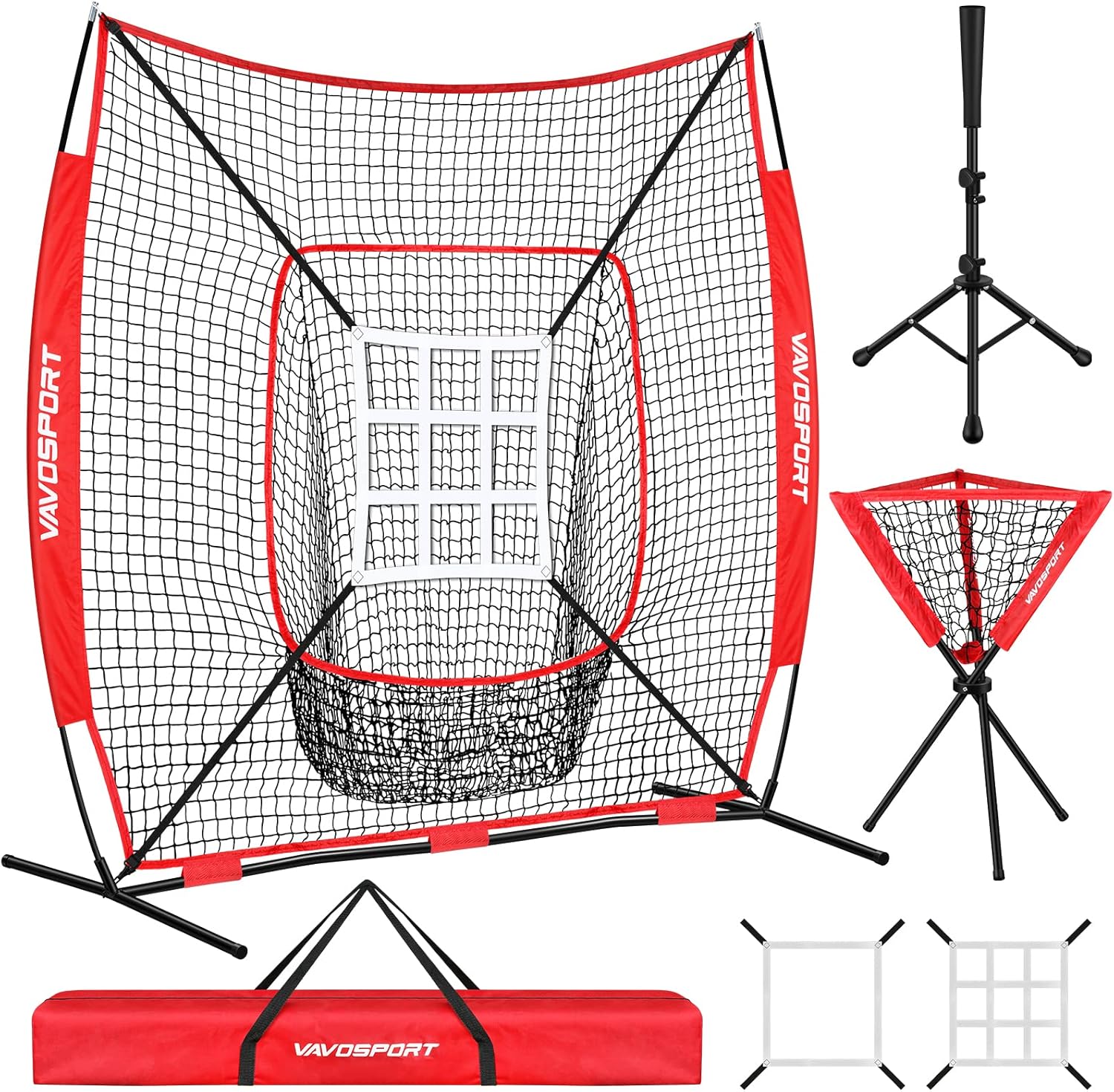 7x7ft Baseball Net Set - Portable Training Equipment for All Ages