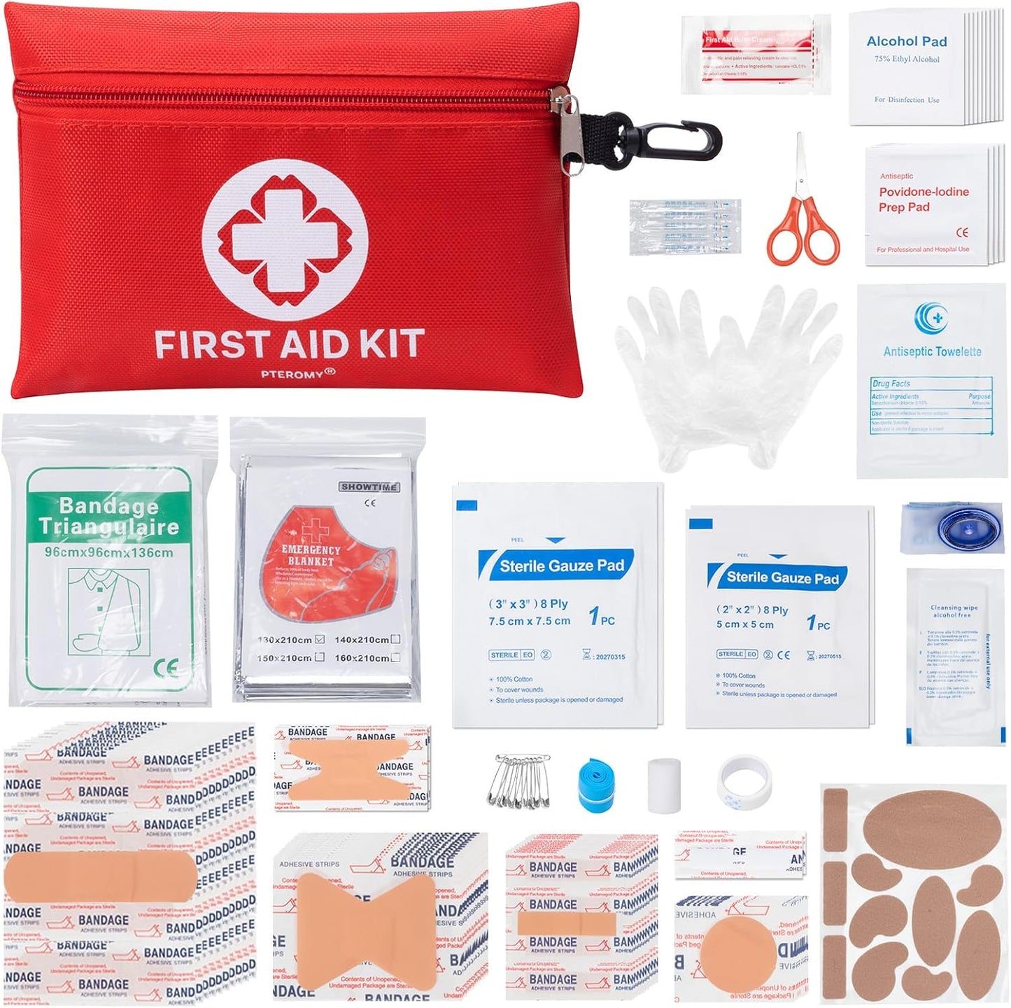 Compact & Portable 150pc First Aid Kit by PTEROMY
