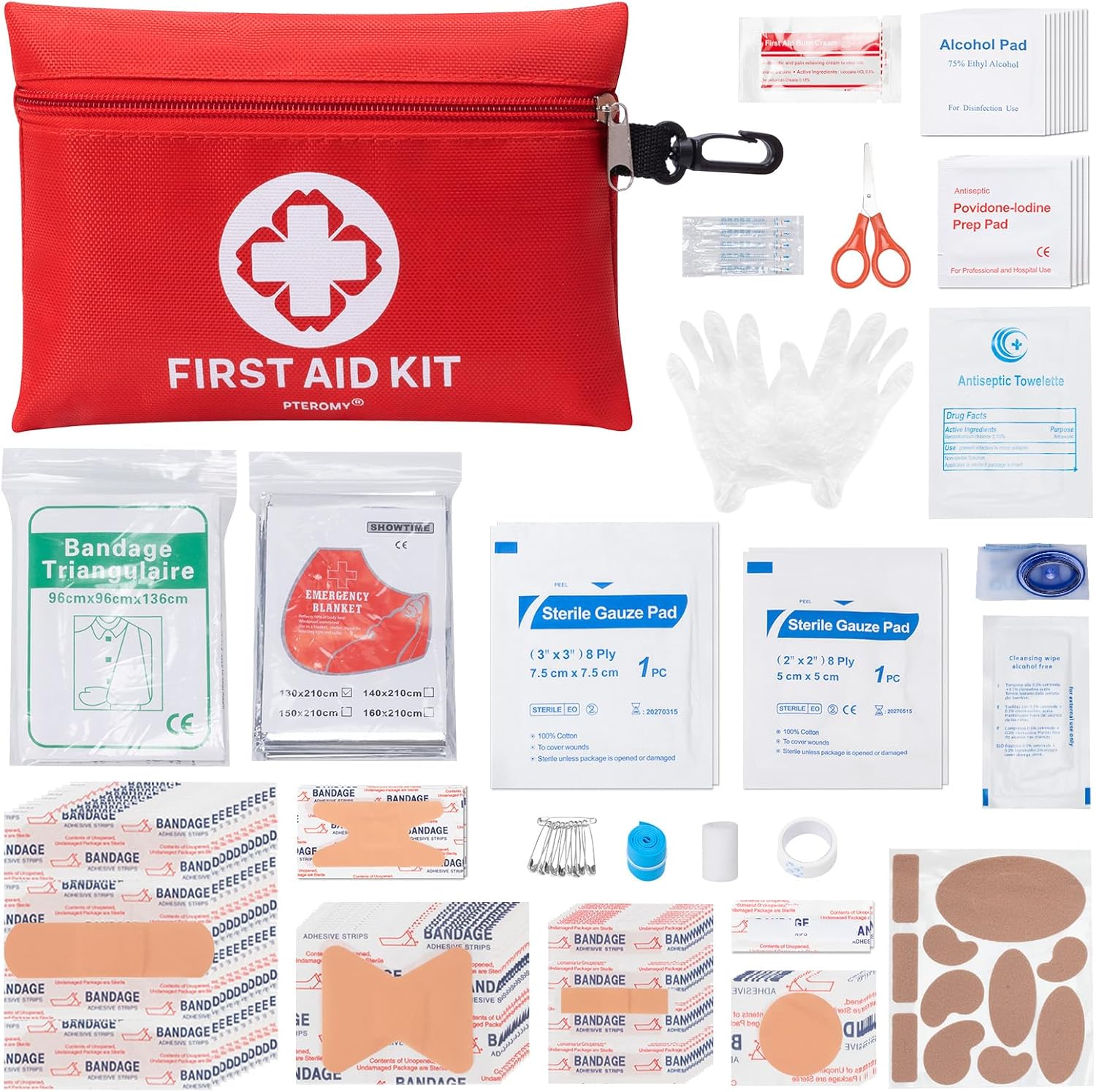 Compact & Portable 150pc First Aid Kit by PTEROMY