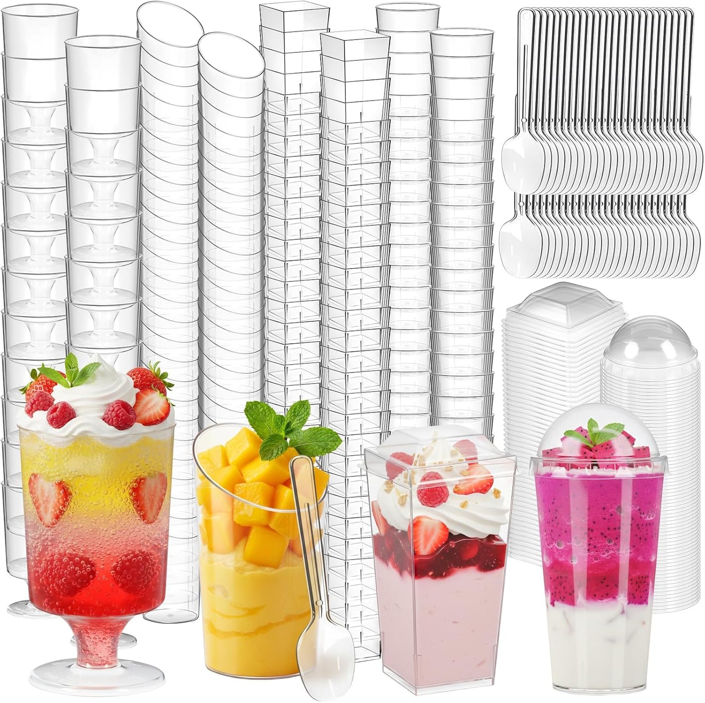 LifeIdeas Mini Dessert Cups with Lids and Spoons - 380 Pack