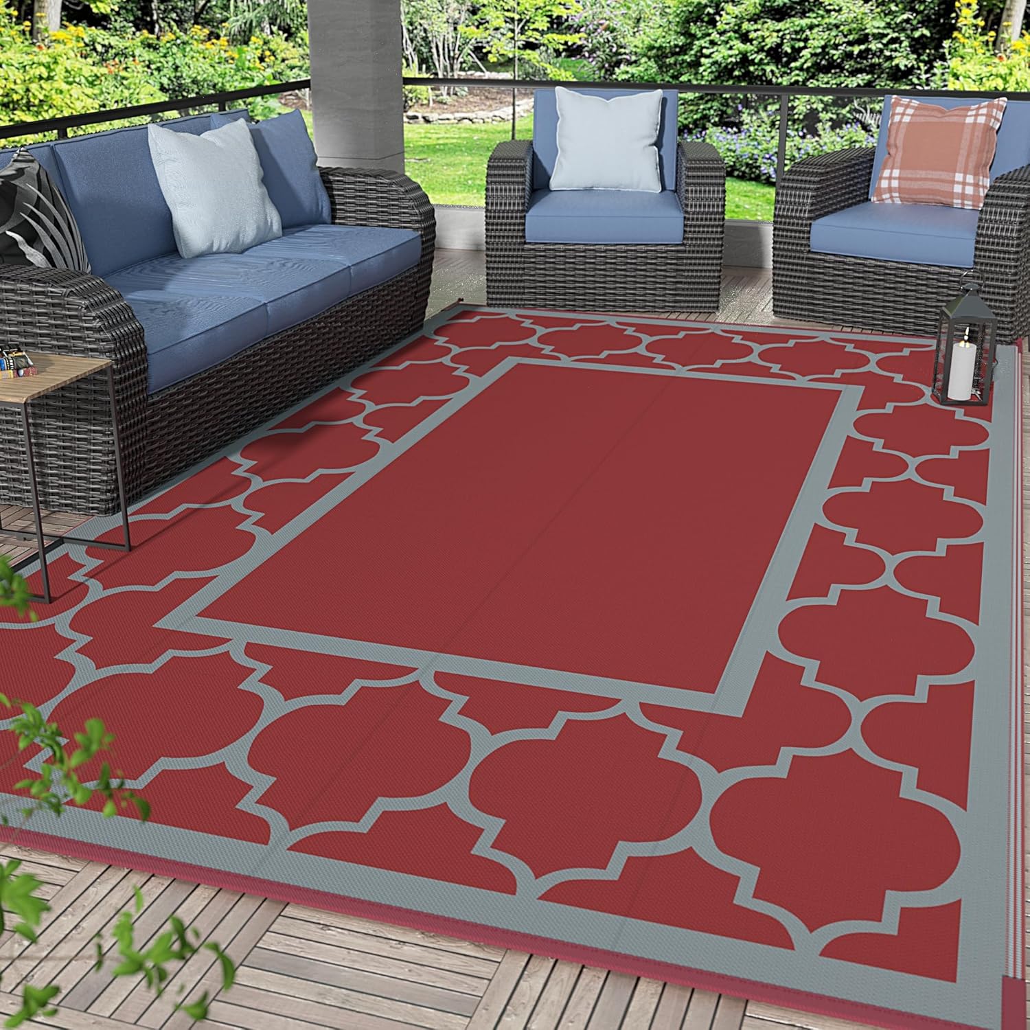 GENIMO 5ft x 8ft Outdoor Rug Waterproof for Stylish Patio Decor