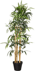 Artificial Bamboo Plant with Plastic Planter Pot - Realistic 39.4 in