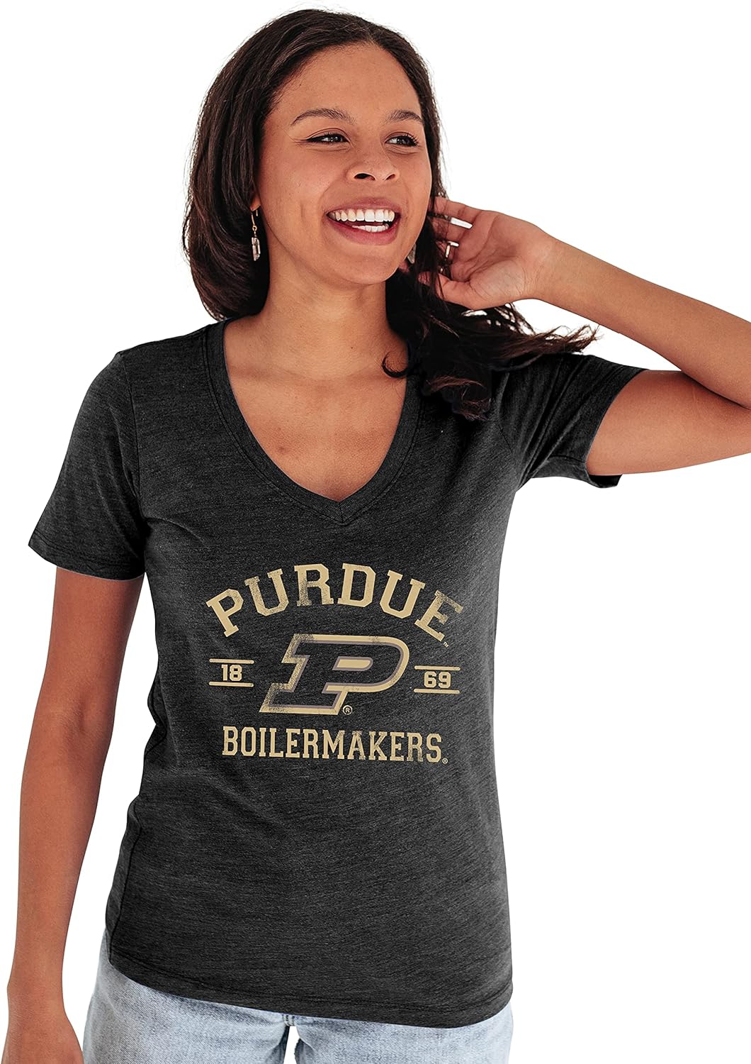 Purdue Boilermakers Women's V-Neck T Shirt Tri-Blend Tee