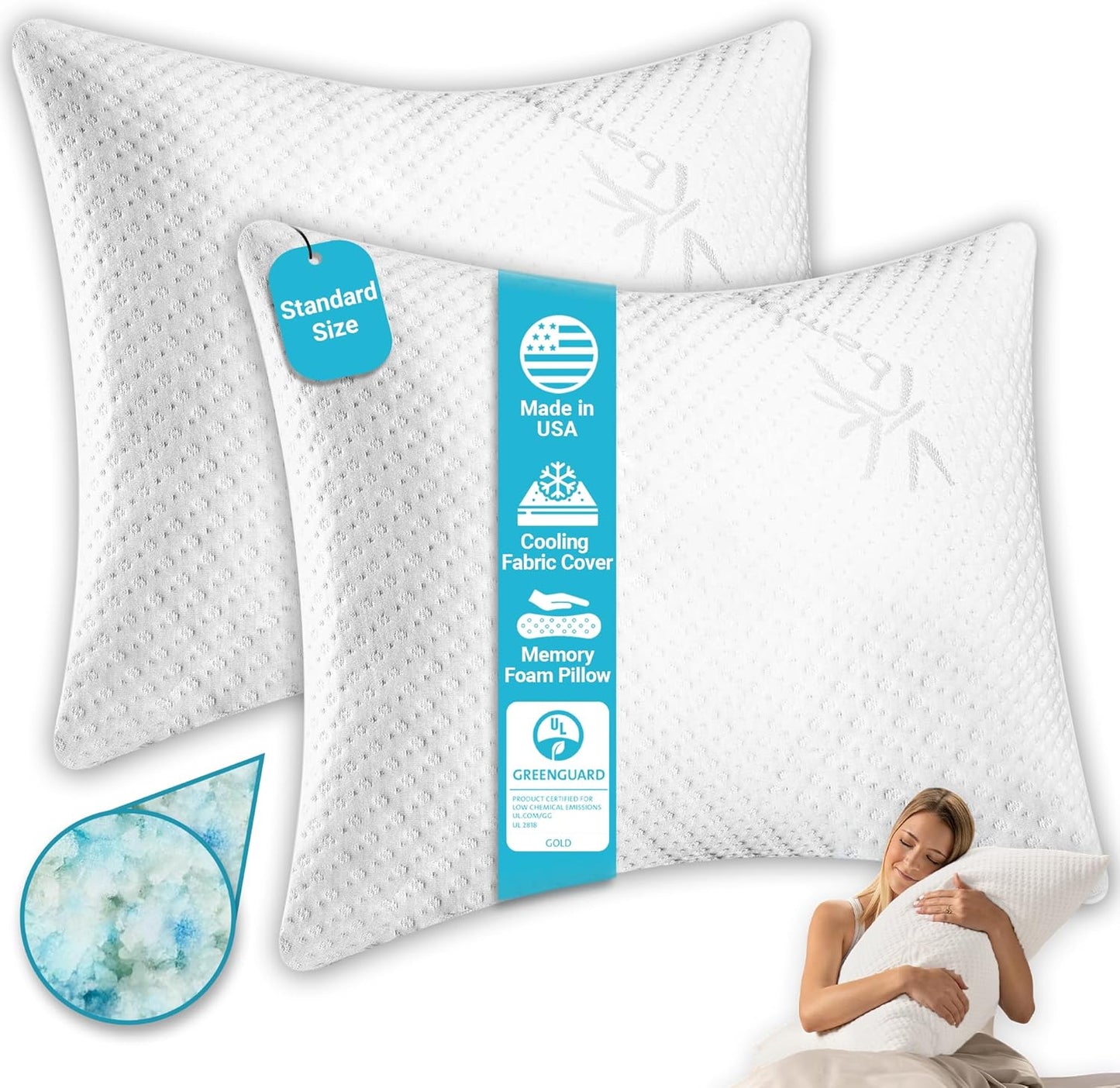 Xtreme Comforts Memory Foam Pillows for All Sleepers - Slim Design