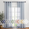 Sheer Curtains Flax Texture Linen Panels 52 in x 108 in - Sea Mist