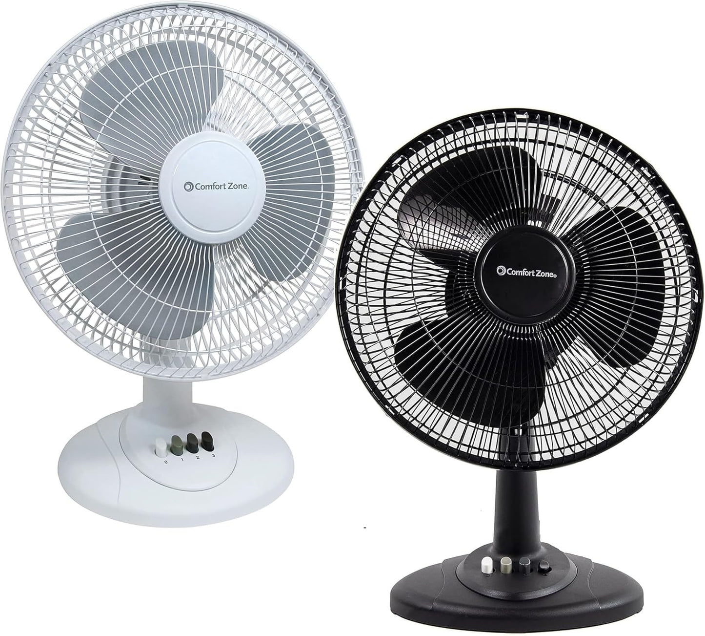 Comfort Zone 12 inch Oscillating Table Fan Bundle for Home Use