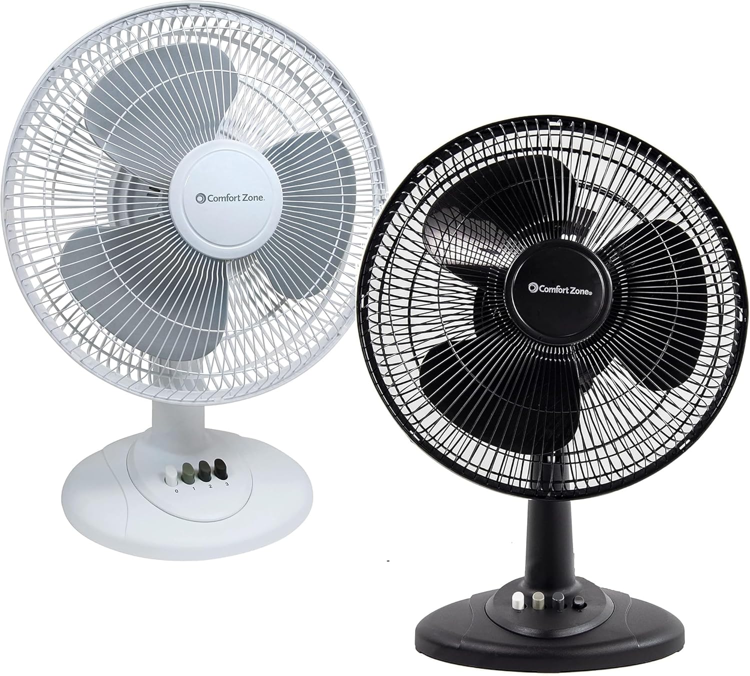 Comfort Zone 12 inch Oscillating Table Fan Bundle for Home Use