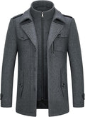 Lamgool Men's Wool Blend Winter Coat Single Breasted Casual Business