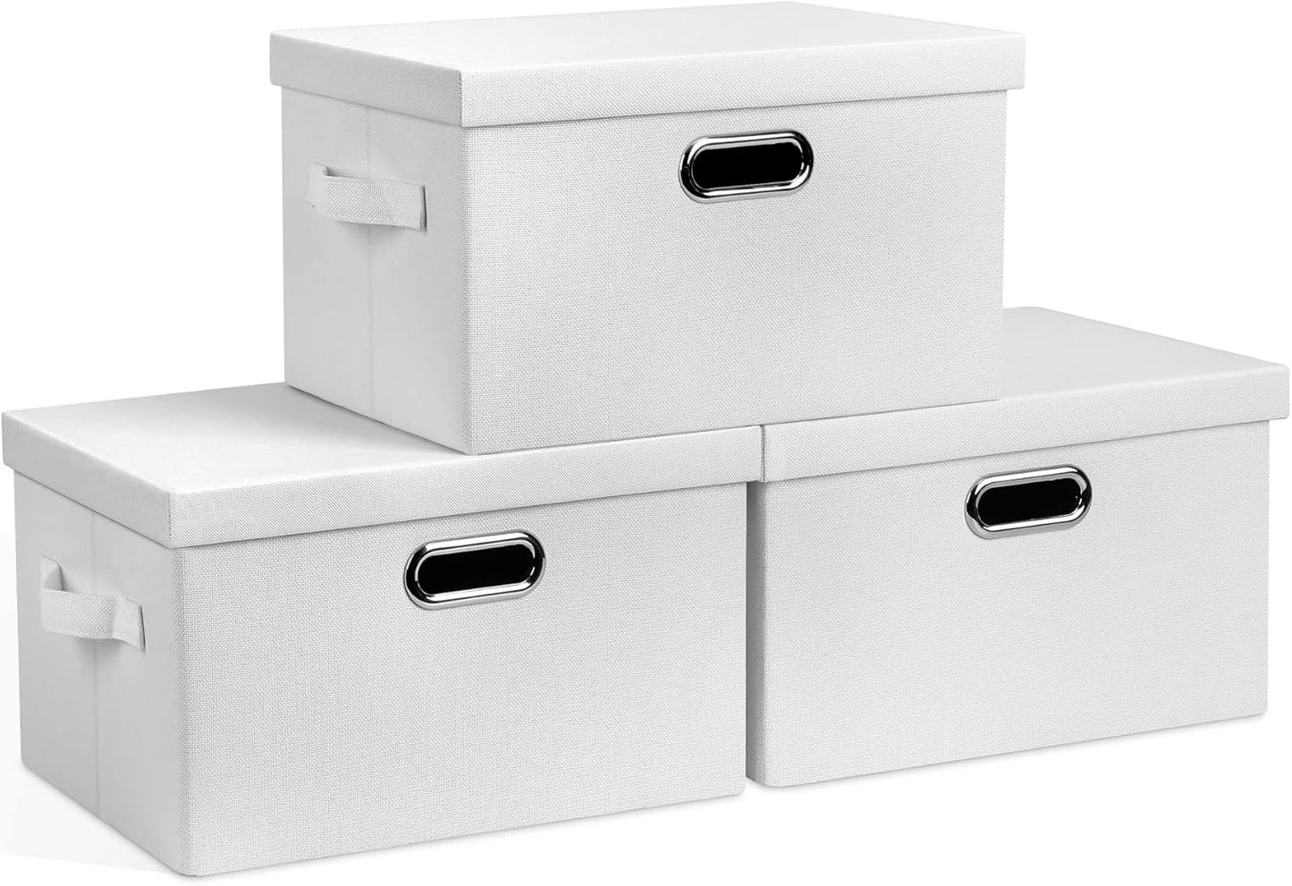 Medium 15in Collapsible Stackable Storage Bins with Lids - 3 Pack