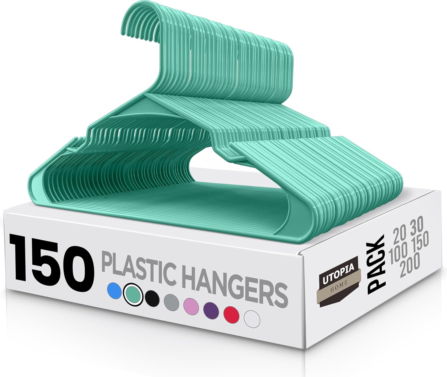 Utopia Home Plastic Hangers 150 Pack for Closet Organization