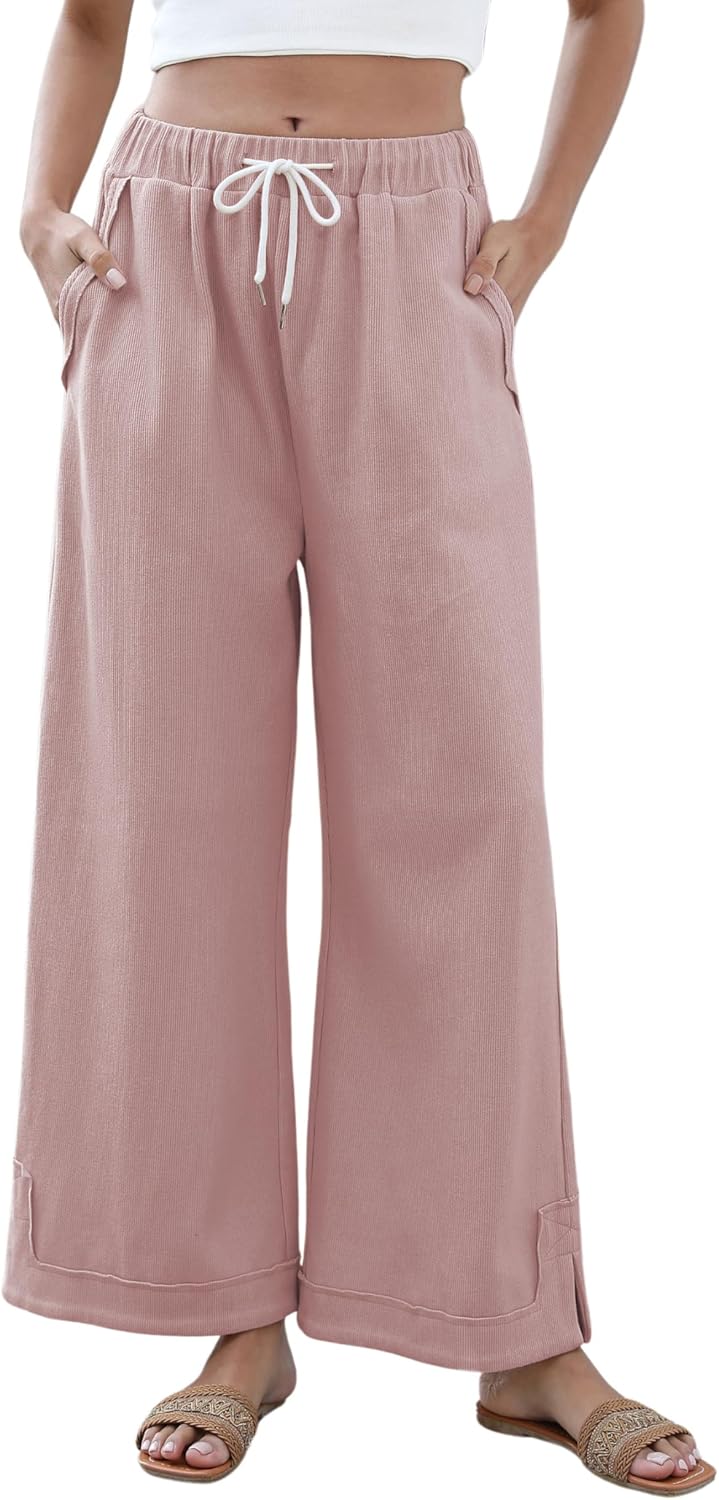 Athlisan Womens Baggy Wide Leg Palazzo Pants for Casual Wear