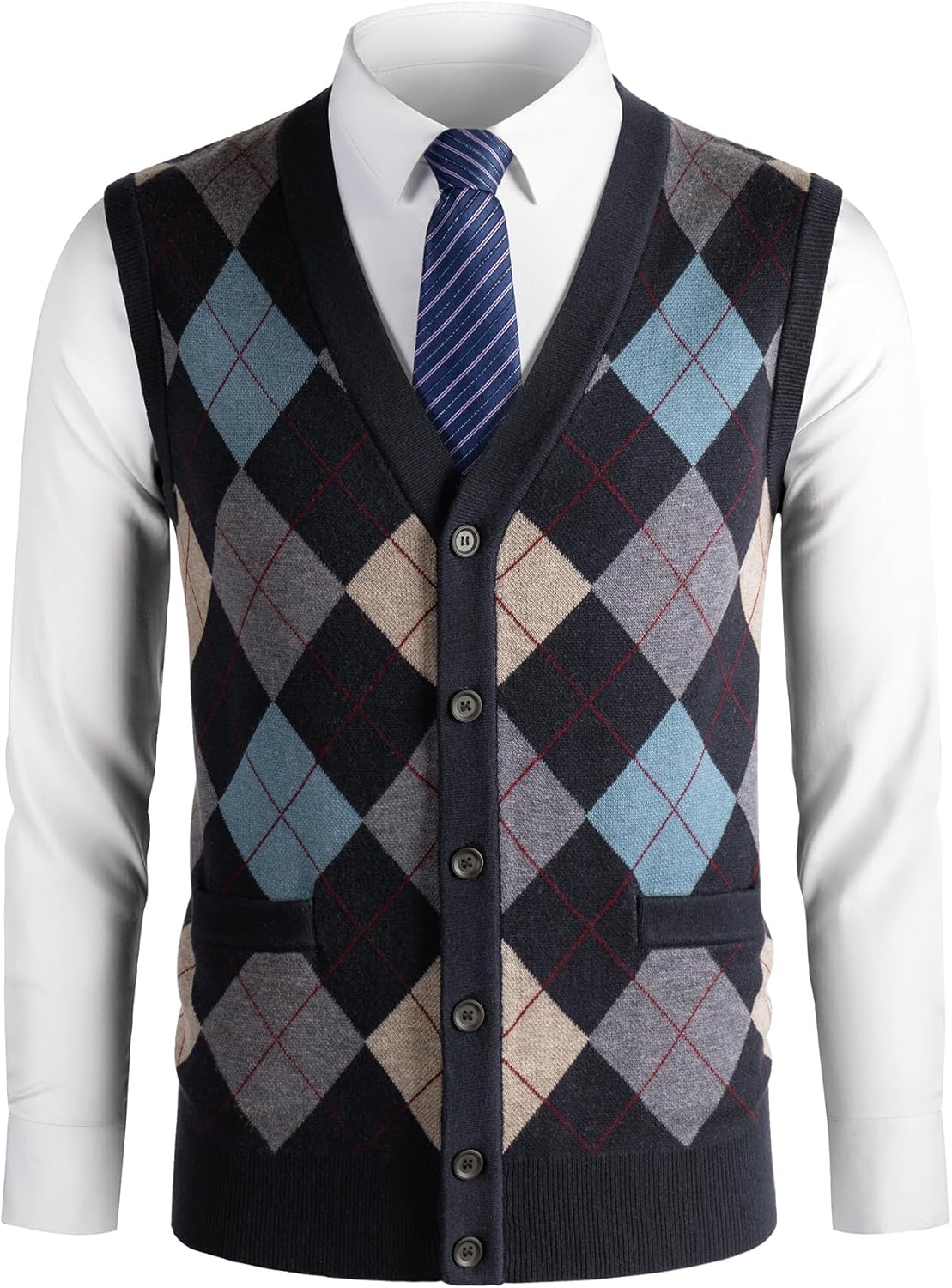 Mens Thick Argyle Sweater Vests for Stylish Autumn Wear