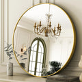 36 Inch Round Bathroom Mirror - Gold Wall Mounted Circle Mirror