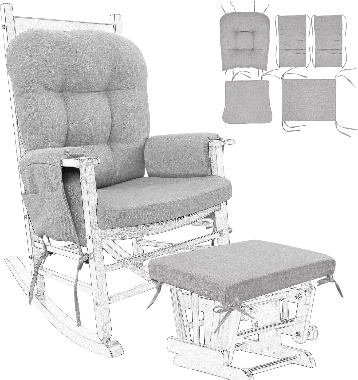 BUYUE Glider Rocker Replacement Cushion Set for Comfort & Style