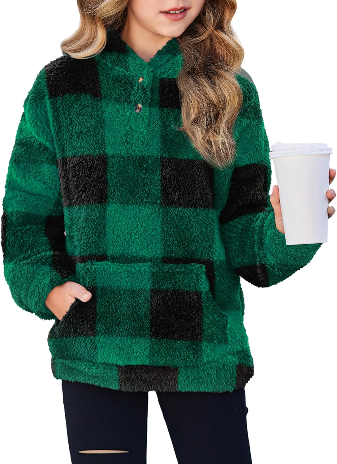 Arshiner Girls Hoodie Sherpa Fleece Pullover for Cozy Comfort