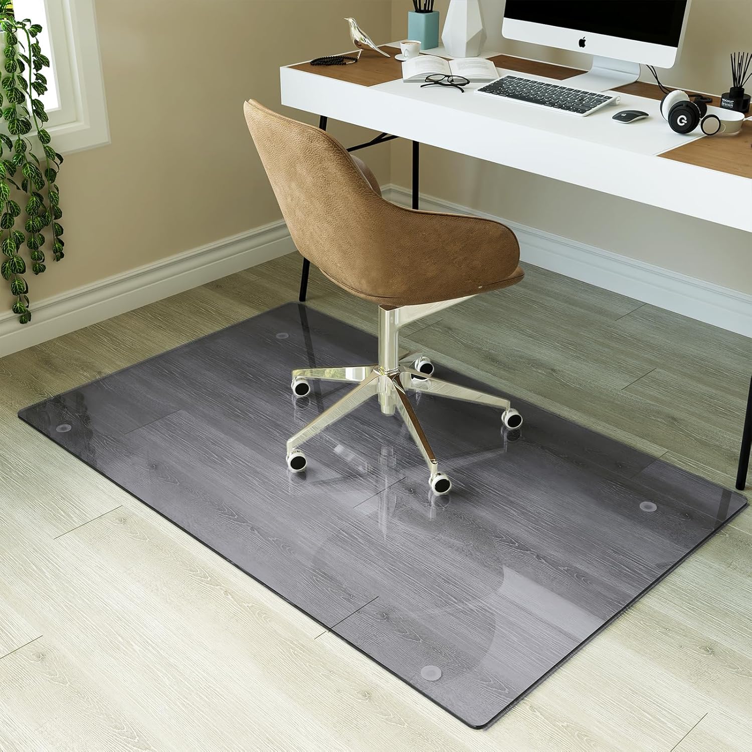Koonmi Tempered Glass Chair Mat 30in x 48in for Floors