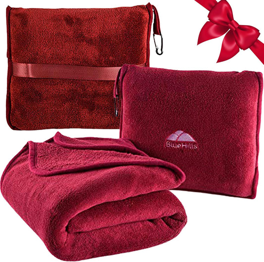 BlueHills Premium Soft Travel Blanket Pillow for Long Flights