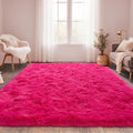 Hot Pink Fluffy Rug for Bedroom - Ultra Soft Non Slip Shaggy Carpet
