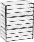 11.1 in Clear Drawer Organizers Stackable 3 Pack - Compact Desk