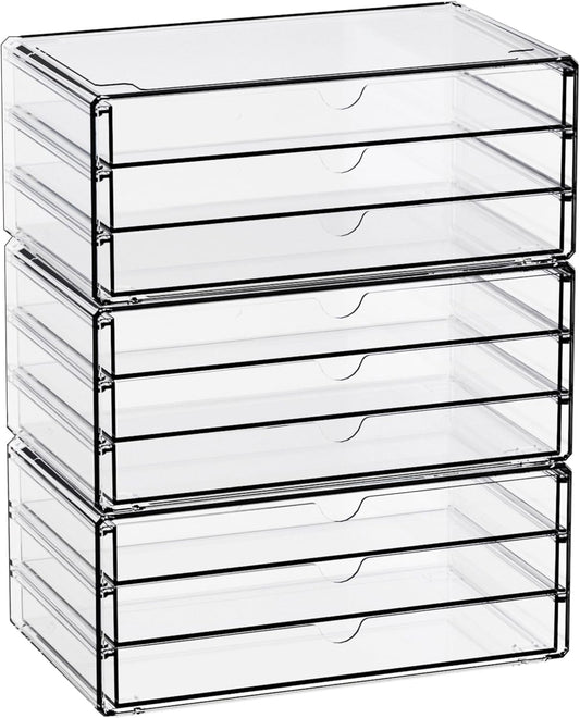 Stackable Acrylic Drawer Organizers for Office and Craft Storage