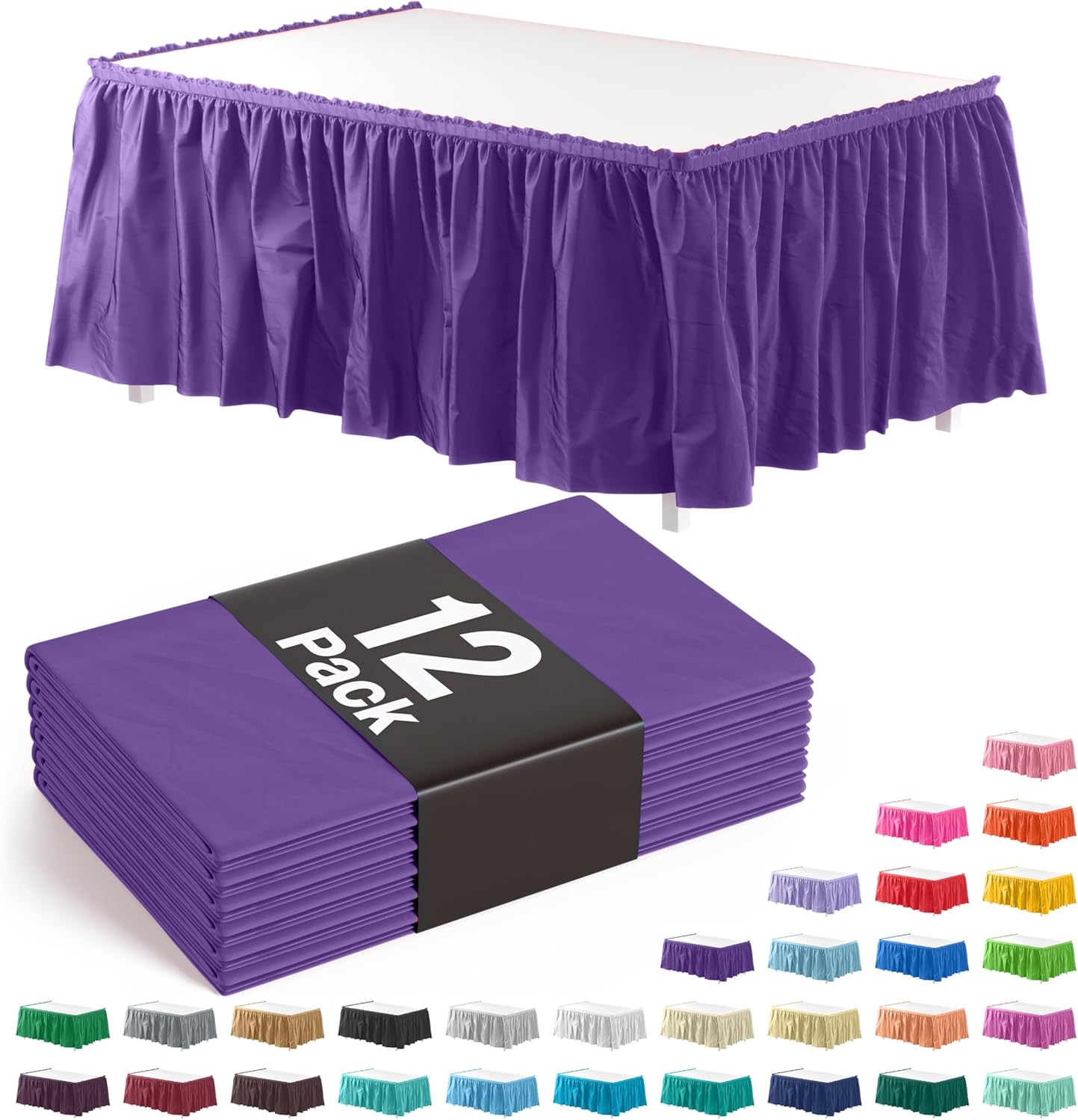 Exquisite Ruffle Table Skirt Purple for Elegant Events