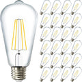 ST64 LED Edison Bulbs 24 Pack - Vintage Waterproof Dimmable