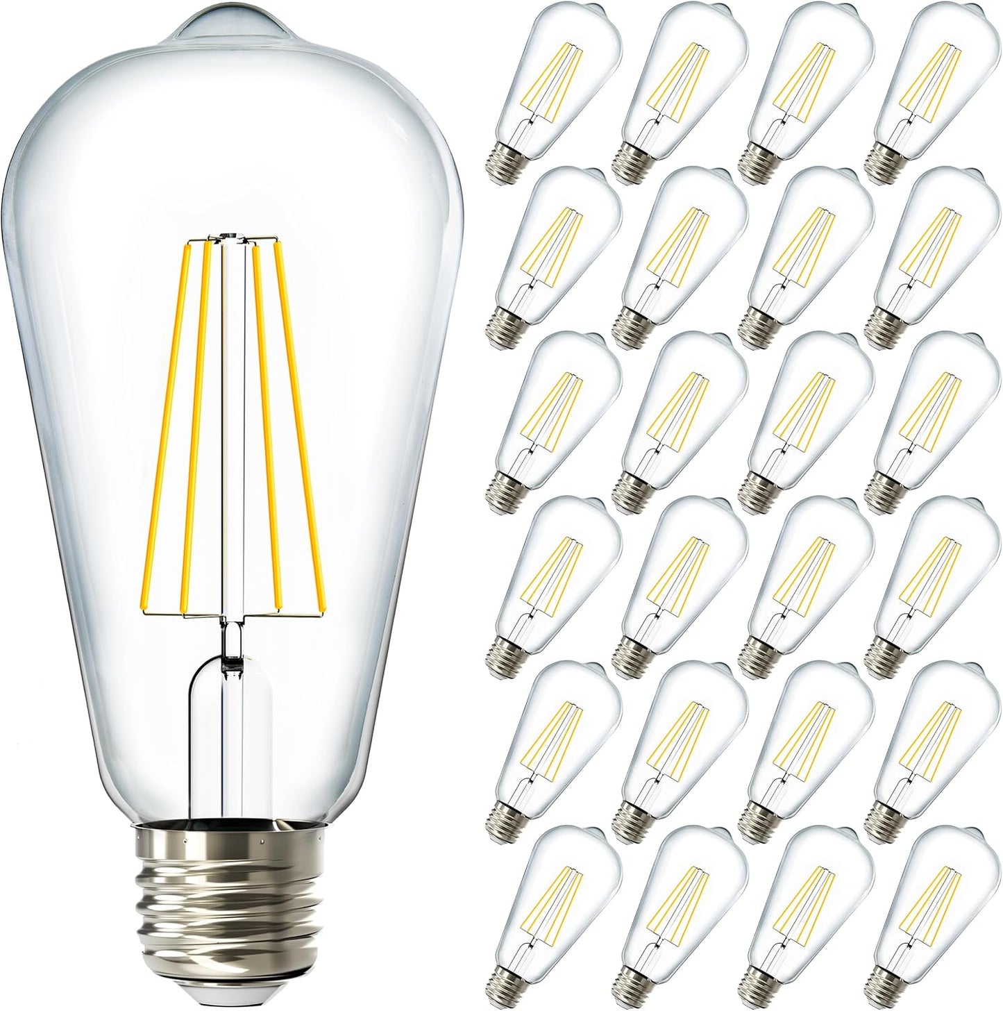 Sunco 24 Pack Edison Bulbs LED ST64 - Vintage Waterproof Lighting