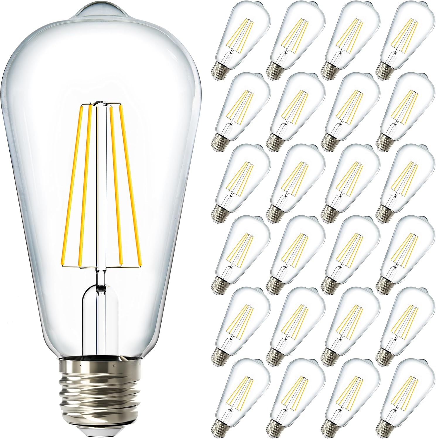 Sunco 24 Pack Edison Bulbs LED ST64 - Vintage Waterproof Lighting