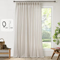 Pinch Pleat 120 Inch Linen Curtains for High Living Room Style