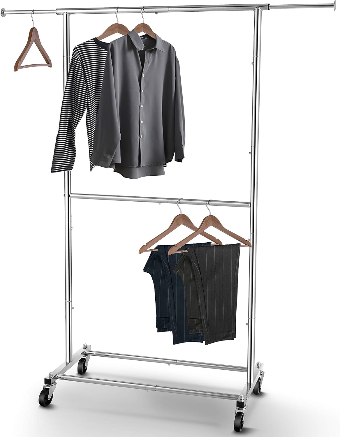 Double Rod Clothing Garment Rack for Organized Storage Needs