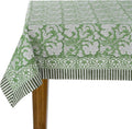 Hand Block Print Cotton Tablecloth 8 Seater 70x108 in - Sage Green