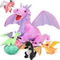MaoGoLan 7 Pcs Dragon Plush Toy Set 22 in - Interactive Mom and Babies