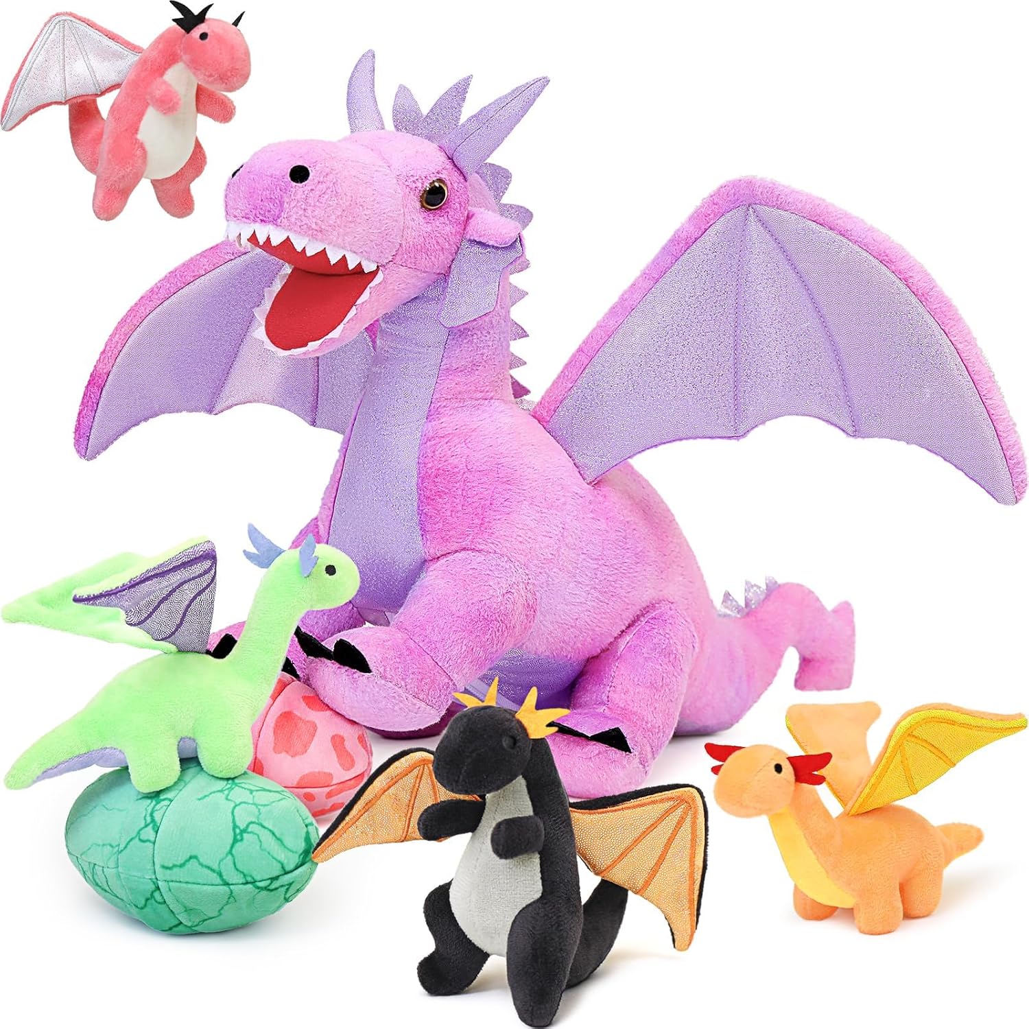 MaoGoLan 7 Pcs Dragon Plush Toy Set for Kids, 22 in Fun