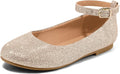 K KomForme Girl's Ballerina Flat Ankle Strap Dress Shoes